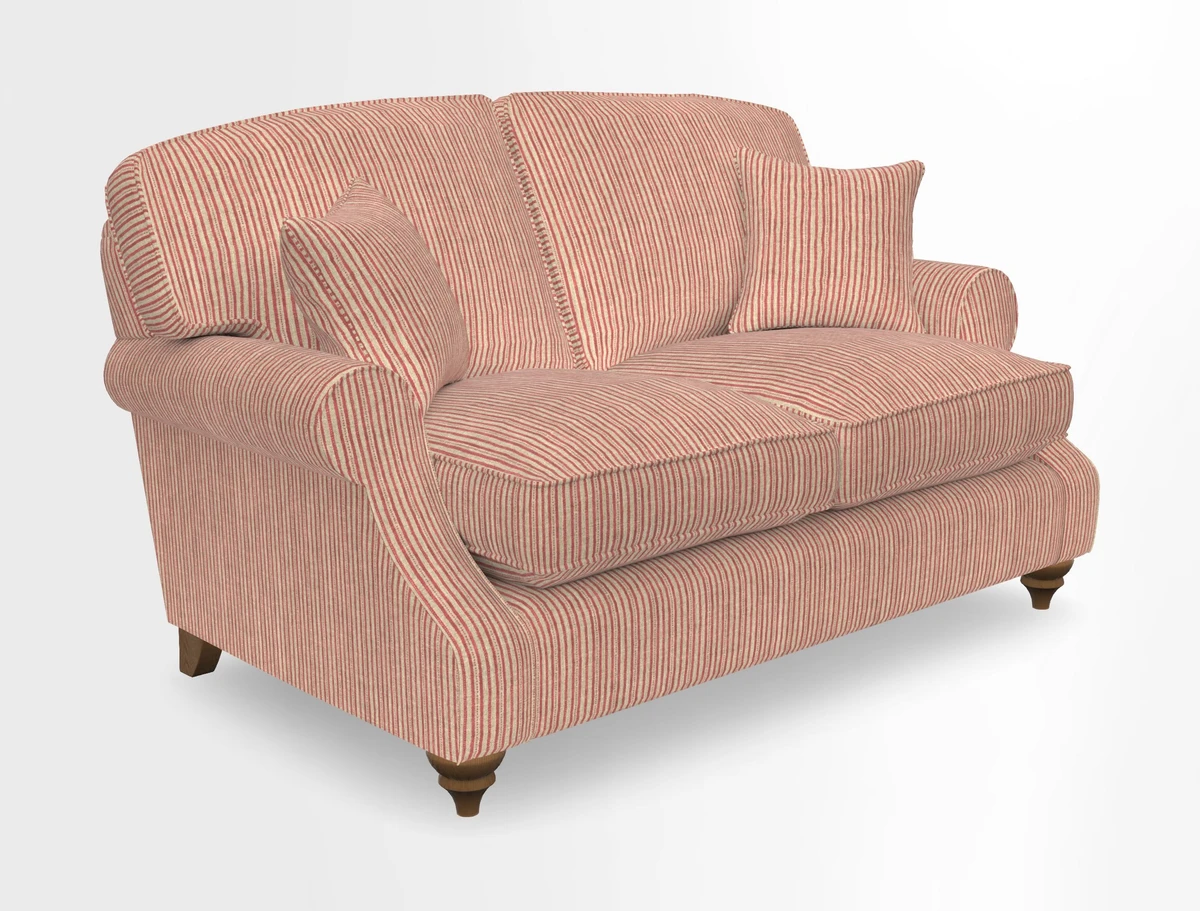 St Mawes 3 Seater Sofa in RHS Collection Gertrude Jekyll Trailing Vine Green-With-Scatters in Linwood Omega Velvet Hunter Green