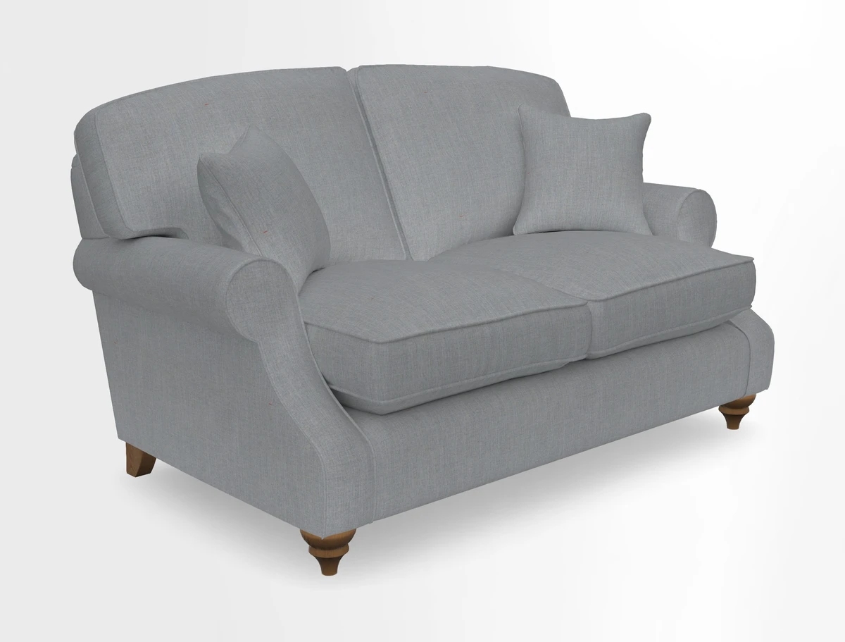 St Mawes 3 Seater Sofa in RHS Collection Gertrude Jekyll Trailing Vine Green-With-Scatters in Linwood Omega Velvet Hunter Green