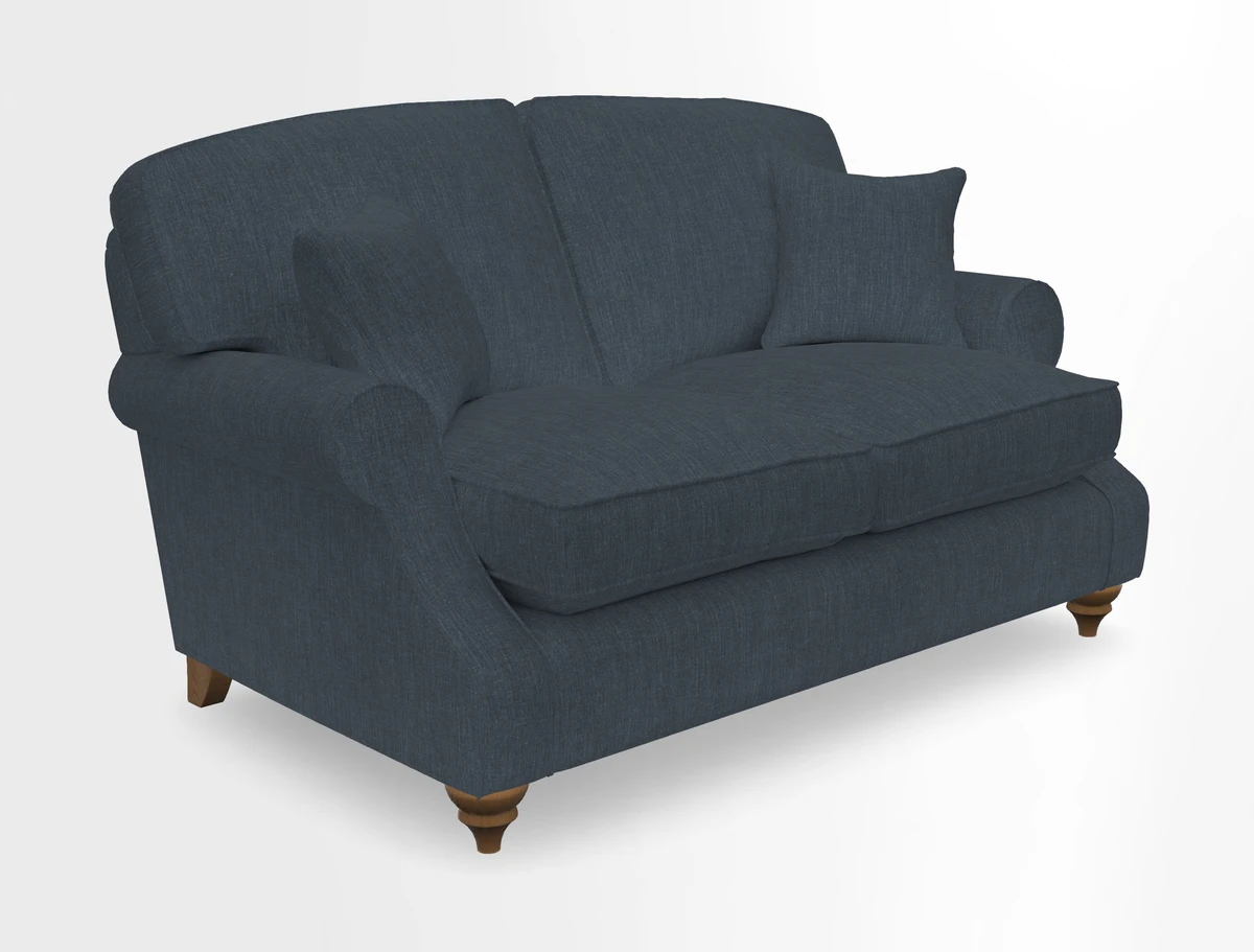 St Mawes 3 Seater Sofa in RHS Collection Gertrude Jekyll Trailing Vine Green-With-Scatters in Linwood Omega Velvet Hunter Green