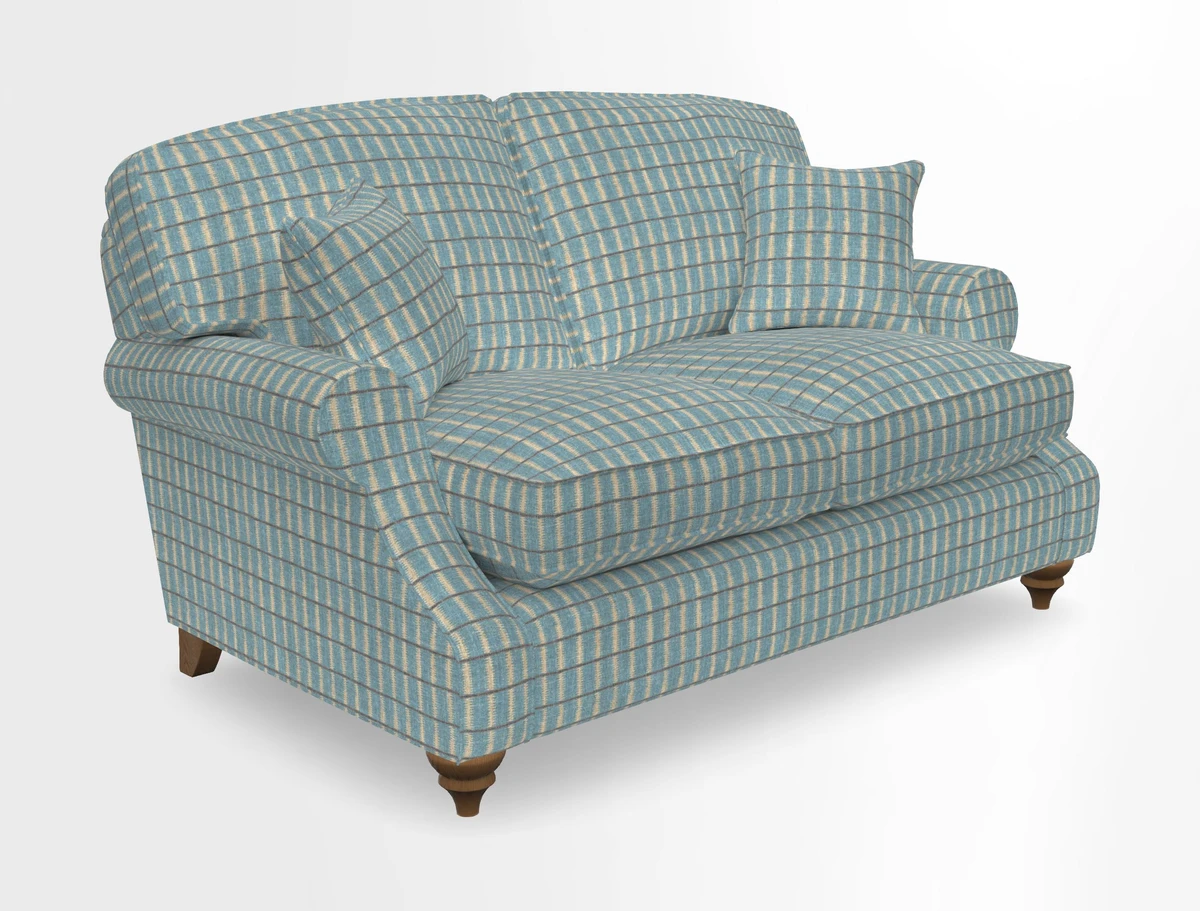 St Mawes 3 Seater Sofa in RHS Collection Gertrude Jekyll Trailing Vine Green-With-Scatters in Linwood Omega Velvet Hunter Green