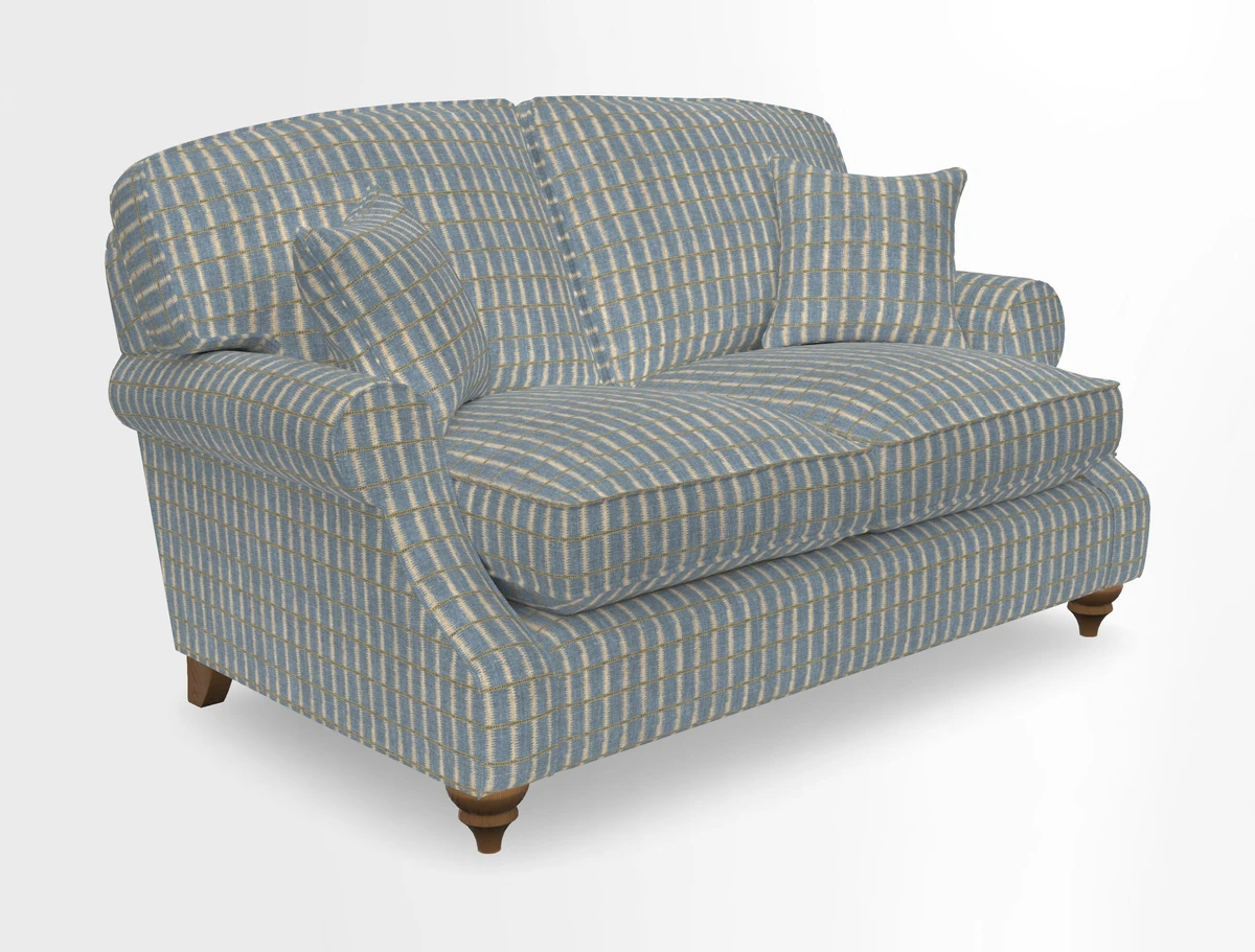 St Mawes 3 Seater Sofa in RHS Collection Gertrude Jekyll Trailing Vine Green-With-Scatters in Linwood Omega Velvet Hunter Green