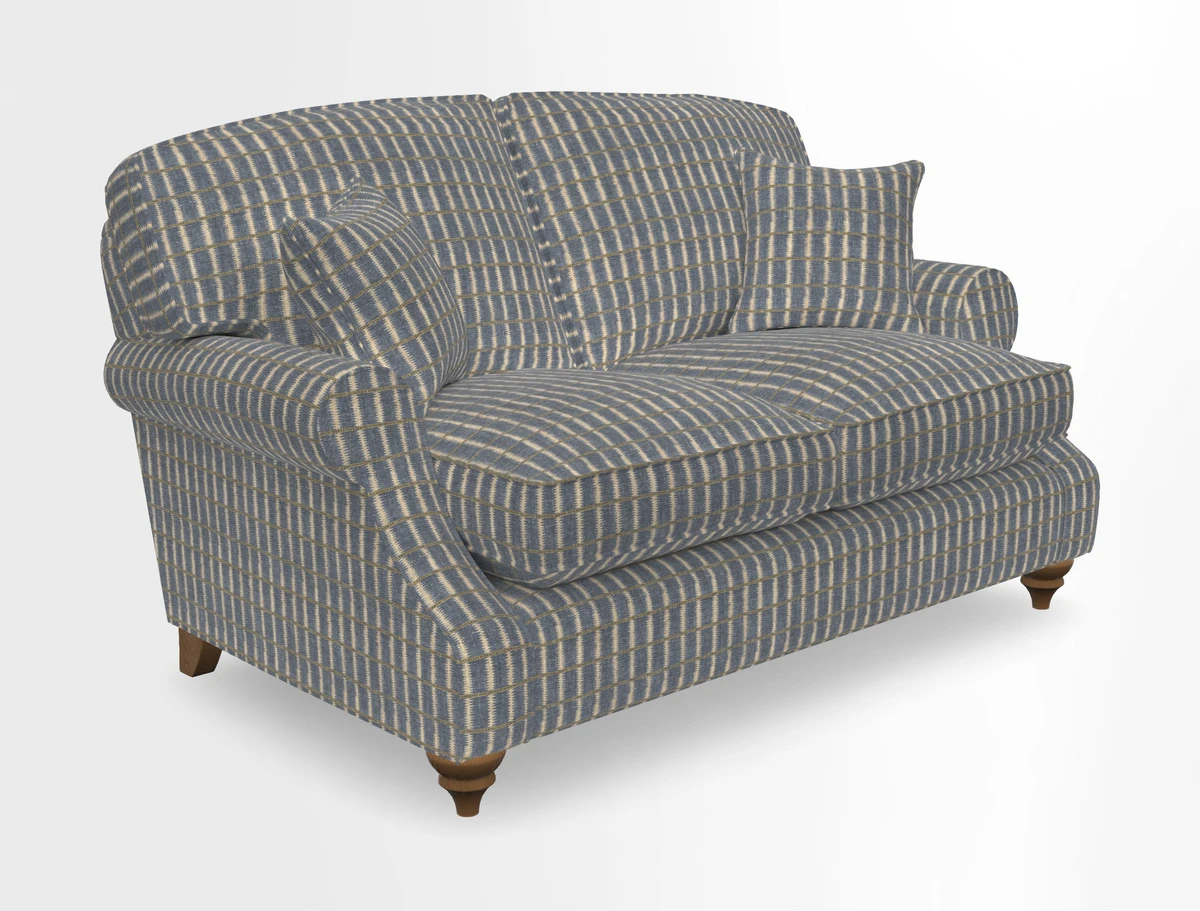 St Mawes 3 Seater Sofa in RHS Collection Gertrude Jekyll Trailing Vine Green-With-Scatters in Linwood Omega Velvet Hunter Green