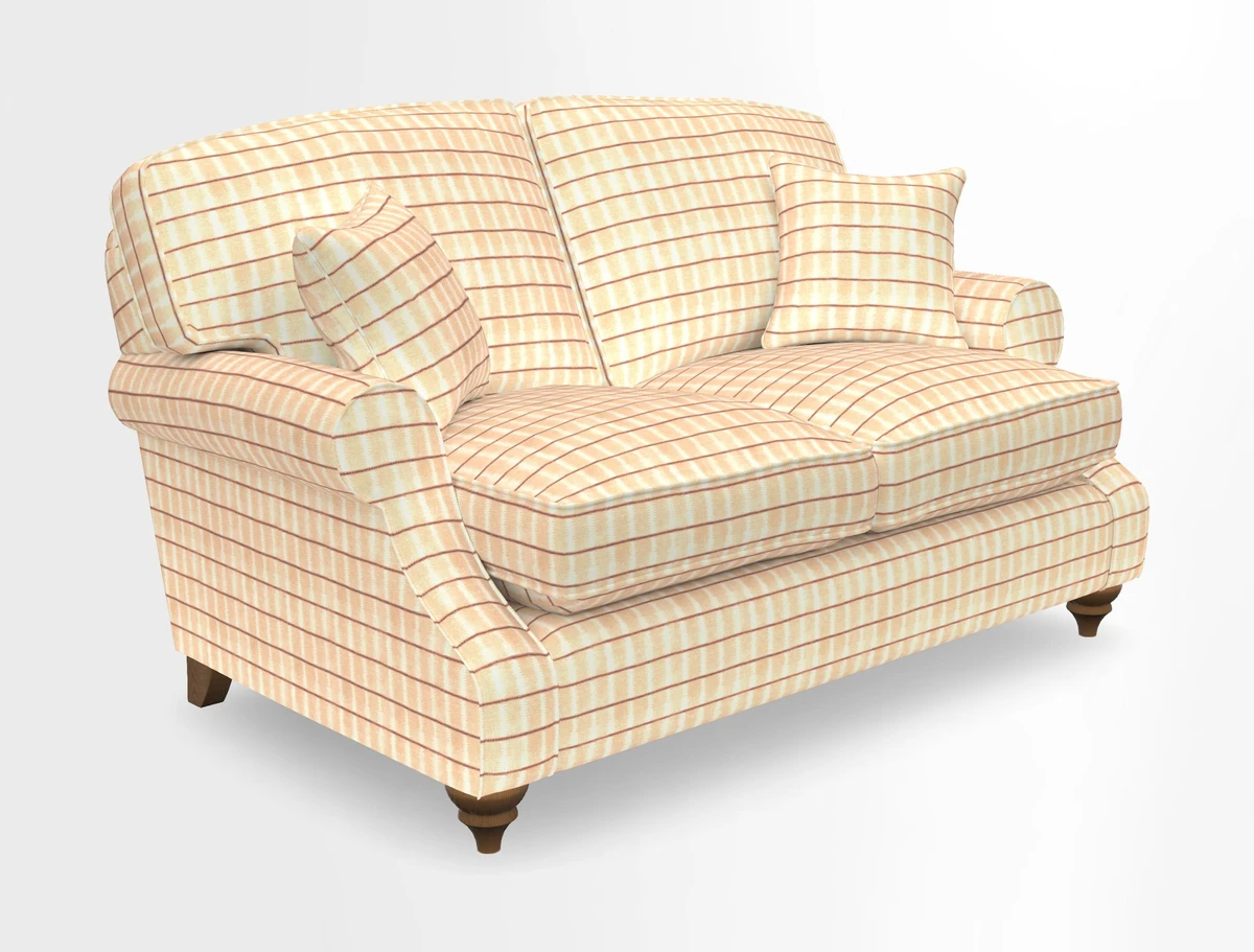 St Mawes 3 Seater Sofa in RHS Collection Gertrude Jekyll Trailing Vine Green-With-Scatters in Linwood Omega Velvet Hunter Green