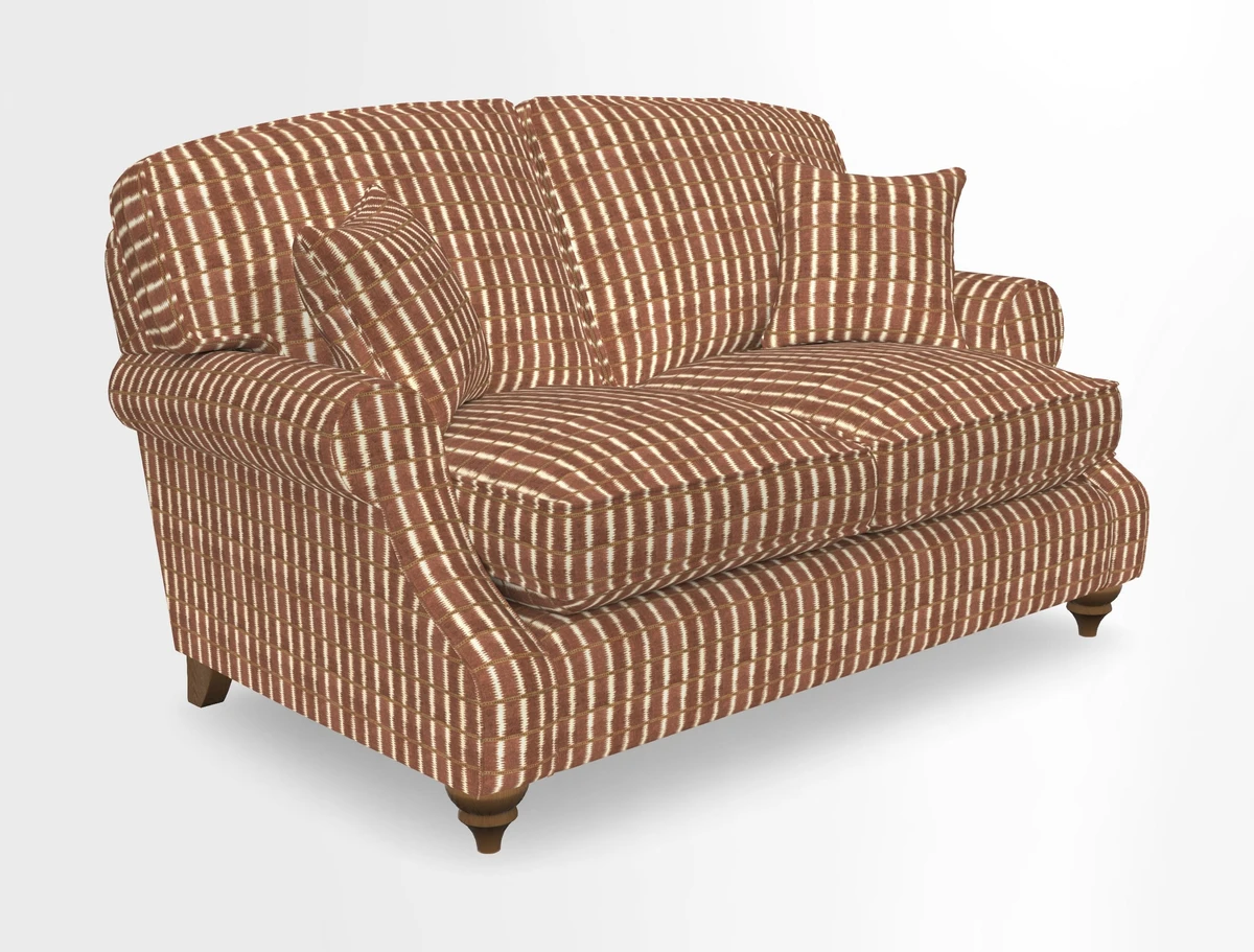 St Mawes 3 Seater Sofa in RHS Collection Gertrude Jekyll Trailing Vine Green-With-Scatters in Linwood Omega Velvet Hunter Green