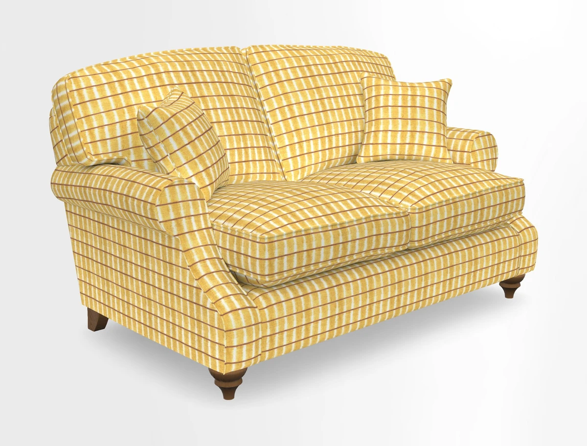 St Mawes 3 Seater Sofa in RHS Collection Gertrude Jekyll Trailing Vine Green-With-Scatters in Linwood Omega Velvet Hunter Green