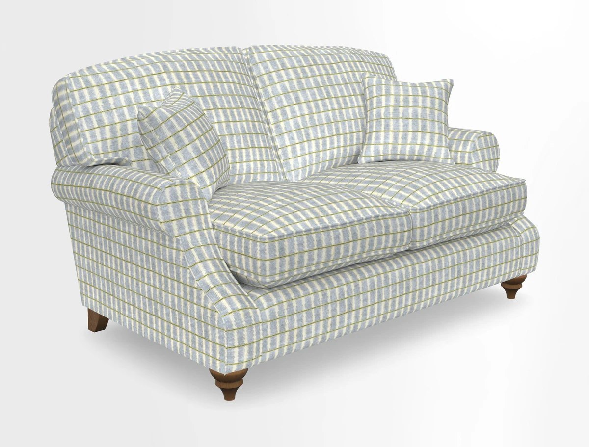 St Mawes 3 Seater Sofa in RHS Collection Gertrude Jekyll Trailing Vine Green-With-Scatters in Linwood Omega Velvet Hunter Green