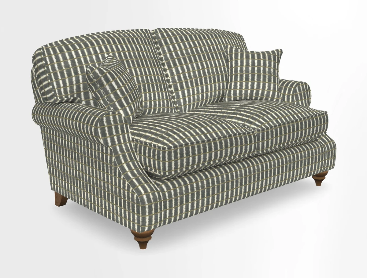 St Mawes 3 Seater Sofa in RHS Collection Gertrude Jekyll Trailing Vine Green-With-Scatters in Linwood Omega Velvet Hunter Green