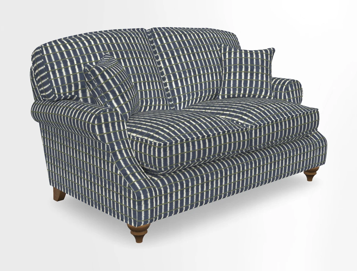 St Mawes 3 Seater Sofa in RHS Collection Gertrude Jekyll Trailing Vine Green-With-Scatters in Linwood Omega Velvet Hunter Green