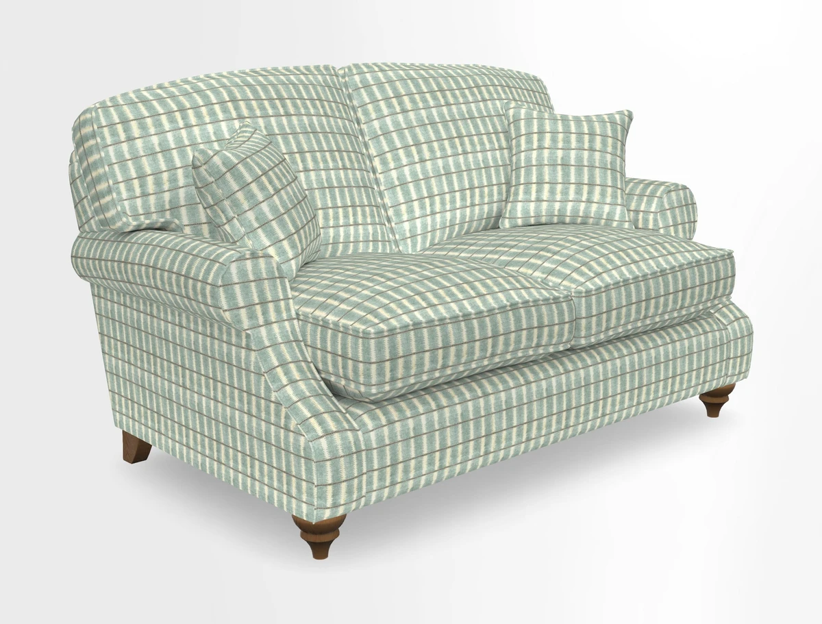 St Mawes 3 Seater Sofa in RHS Collection Gertrude Jekyll Trailing Vine Green-With-Scatters in Linwood Omega Velvet Hunter Green
