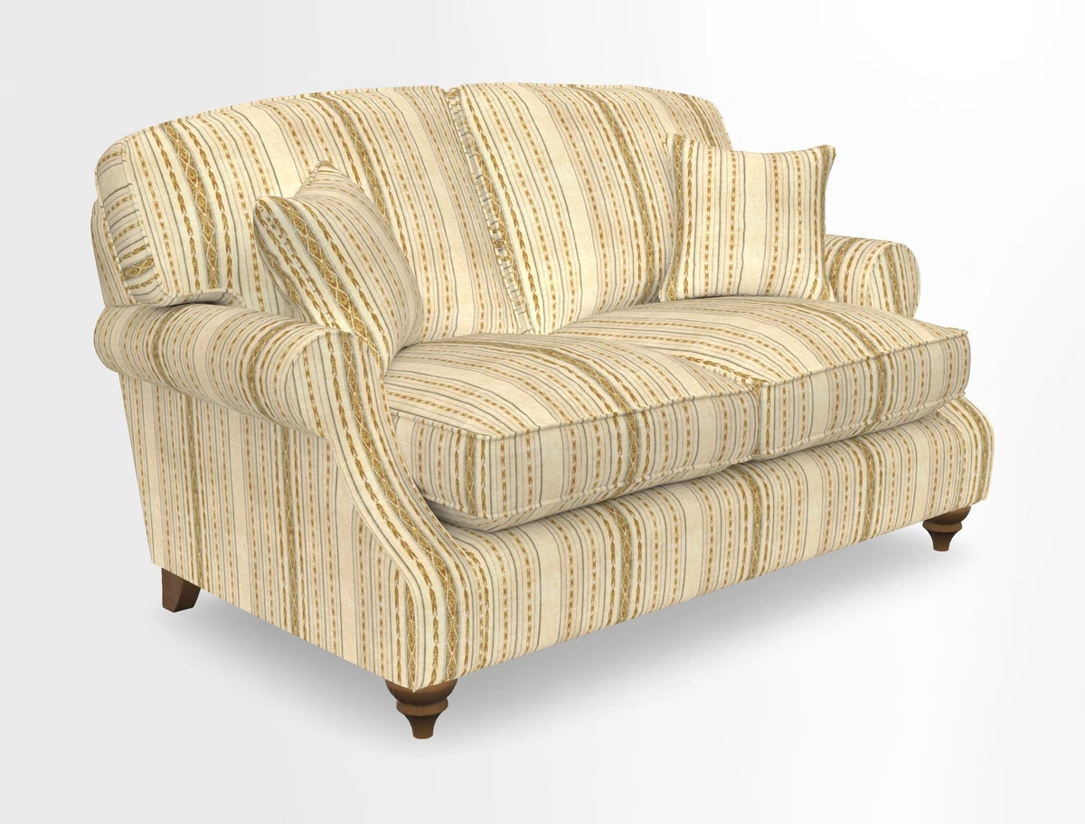St Mawes 3 Seater Sofa in RHS Collection Gertrude Jekyll Trailing Vine Green-With-Scatters in Linwood Omega Velvet Hunter Green