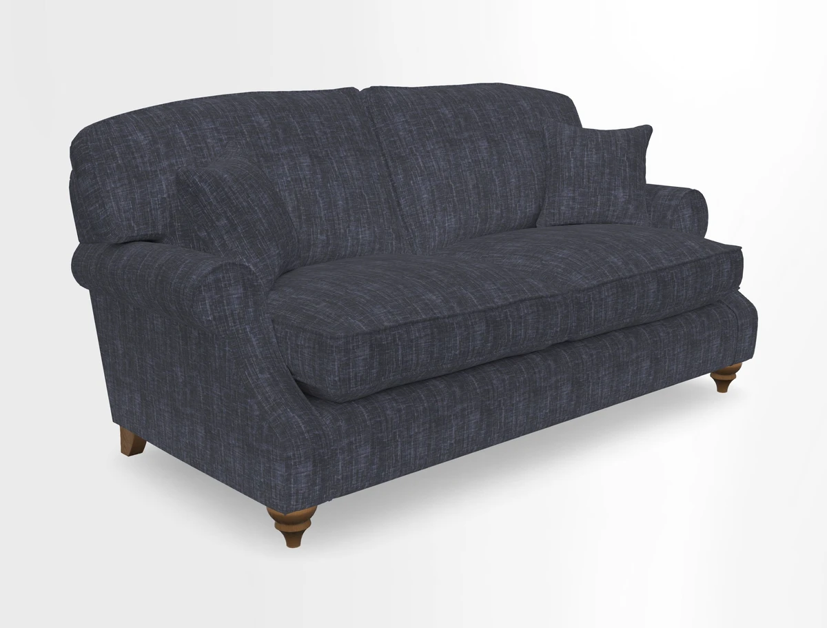 St Mawes 3 Seater Sofa in RHS Collection Gertrude Jekyll Trailing Vine Green-With-Scatters in Linwood Omega Velvet Hunter Green