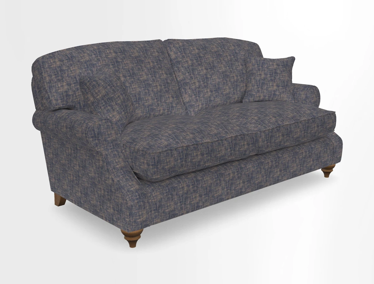 St Mawes 3 Seater Sofa in RHS Collection Gertrude Jekyll Trailing Vine Green-With-Scatters in Linwood Omega Velvet Hunter Green