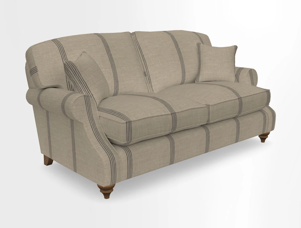 St Mawes 3 Seater Sofa in RHS Collection Gertrude Jekyll Trailing Vine Green-With-Scatters in Linwood Omega Velvet Hunter Green