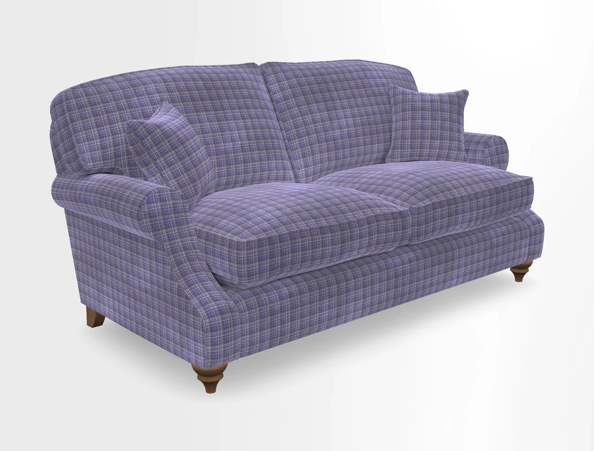 St Mawes 3 Seater Sofa in RHS Collection Gertrude Jekyll Trailing Vine Green-With-Scatters in Linwood Omega Velvet Hunter Green