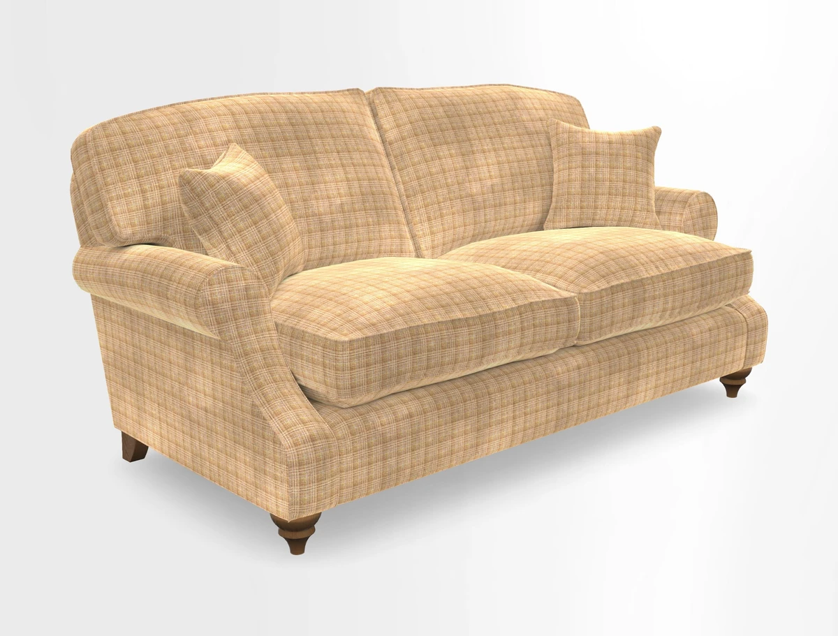 St Mawes 3 Seater Sofa in RHS Collection Gertrude Jekyll Trailing Vine Green-With-Scatters in Linwood Omega Velvet Hunter Green