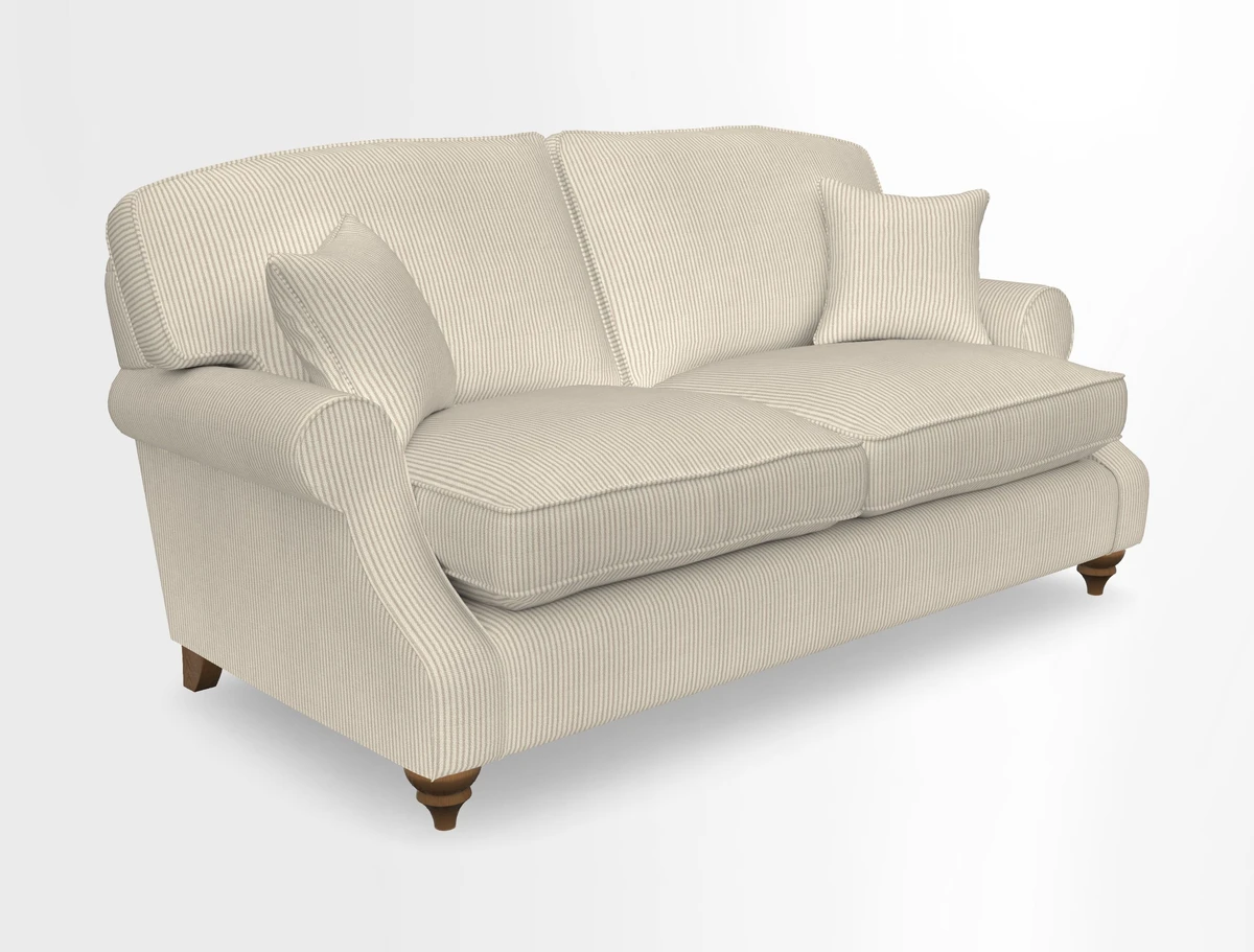 St Mawes 3 Seater Sofa in RHS Collection Gertrude Jekyll Trailing Vine Green-With-Scatters in Linwood Omega Velvet Hunter Green