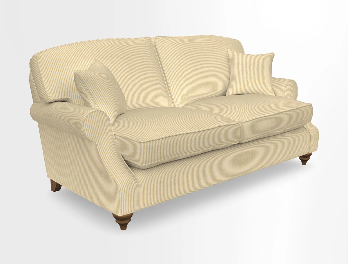 St Mawes 3 Seater Sofa in RHS Collection Gertrude Jekyll Trailing Vine Green-With-Scatters in Linwood Omega Velvet Hunter Green