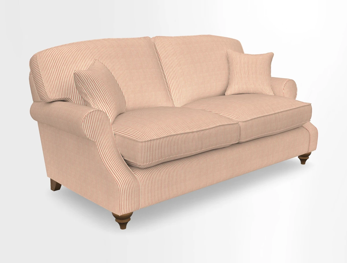 St Mawes 3 Seater Sofa in RHS Collection Gertrude Jekyll Trailing Vine Green-With-Scatters in Linwood Omega Velvet Hunter Green