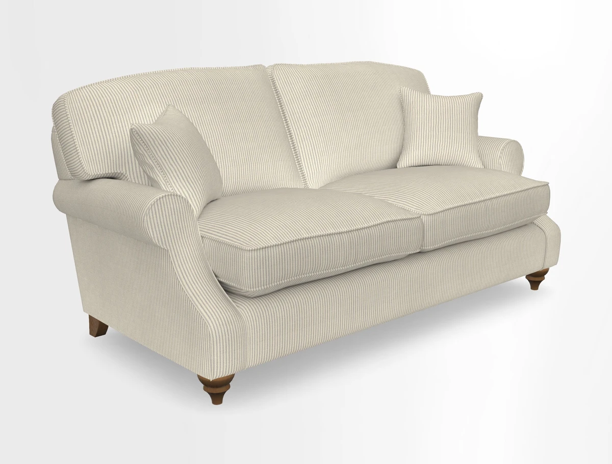 St Mawes 3 Seater Sofa in RHS Collection Gertrude Jekyll Trailing Vine Green-With-Scatters in Linwood Omega Velvet Hunter Green