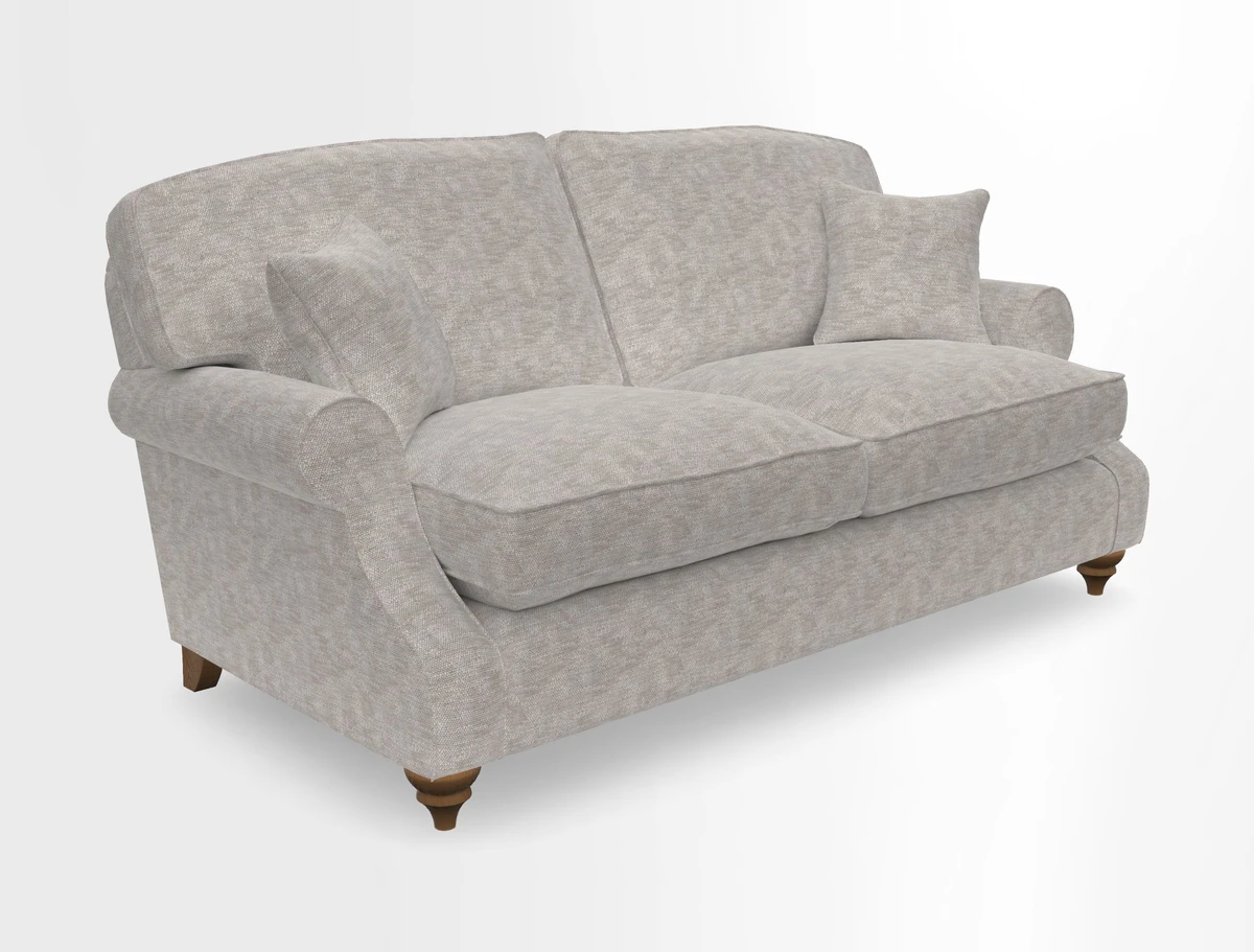 St Mawes 3 Seater Sofa in RHS Collection Gertrude Jekyll Trailing Vine Green-With-Scatters in Linwood Omega Velvet Hunter Green