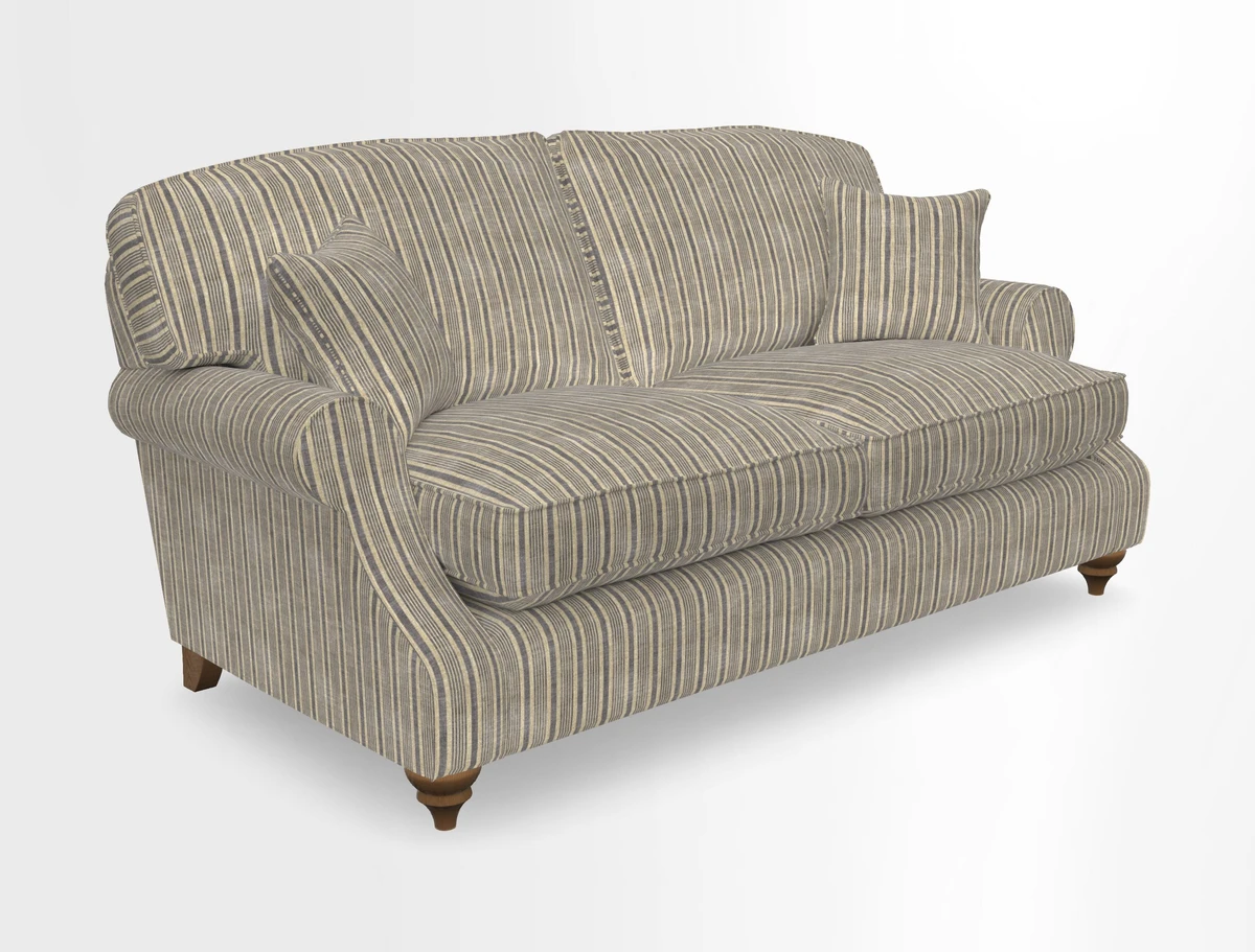St Mawes 3 Seater Sofa in RHS Collection Gertrude Jekyll Trailing Vine Green-With-Scatters in Linwood Omega Velvet Hunter Green