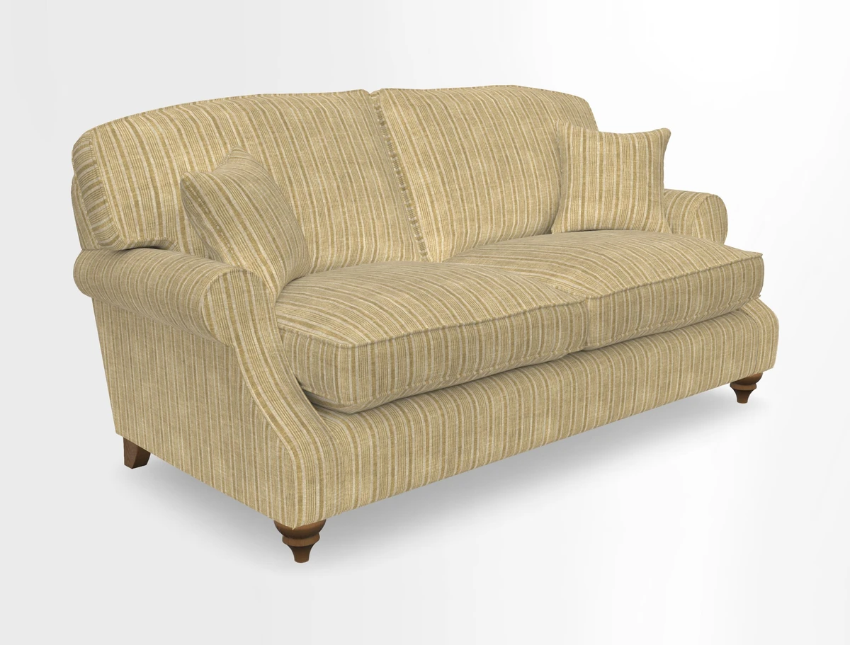 St Mawes 3 Seater Sofa in RHS Collection Gertrude Jekyll Trailing Vine Green-With-Scatters in Linwood Omega Velvet Hunter Green