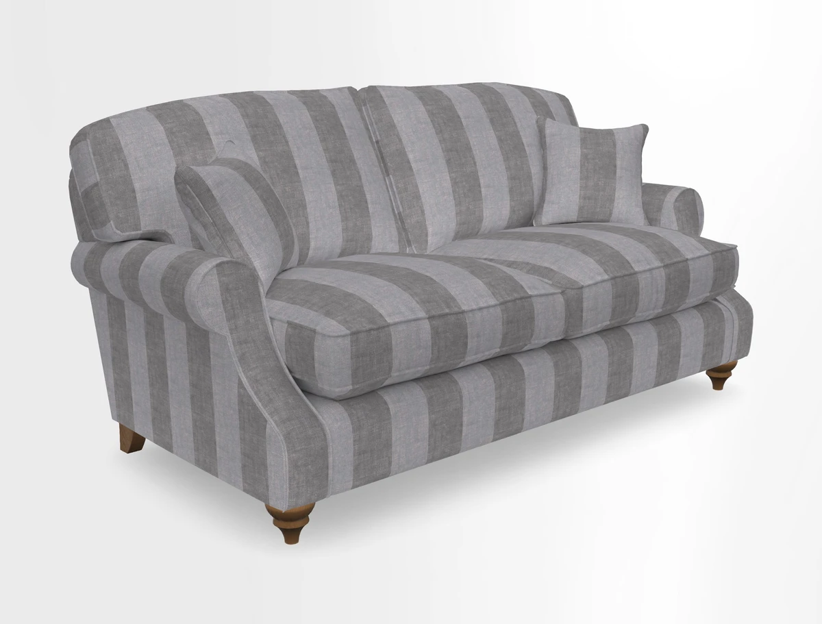 St Mawes 3 Seater Sofa in RHS Collection Gertrude Jekyll Trailing Vine Green-With-Scatters in Linwood Omega Velvet Hunter Green