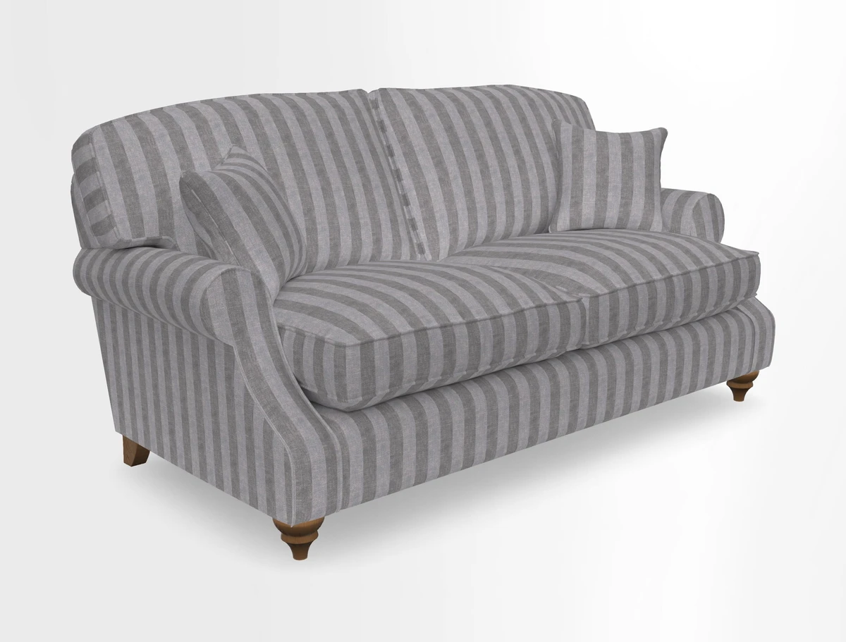 St Mawes 3 Seater Sofa in RHS Collection Gertrude Jekyll Trailing Vine Green-With-Scatters in Linwood Omega Velvet Hunter Green