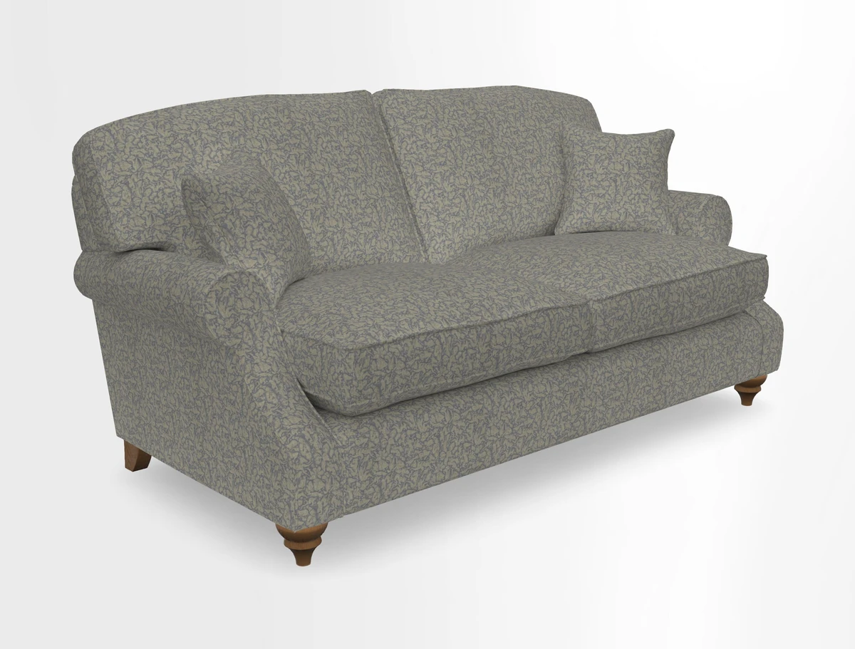St Mawes 3 Seater Sofa in RHS Collection Gertrude Jekyll Trailing Vine Green-With-Scatters in Linwood Omega Velvet Hunter Green