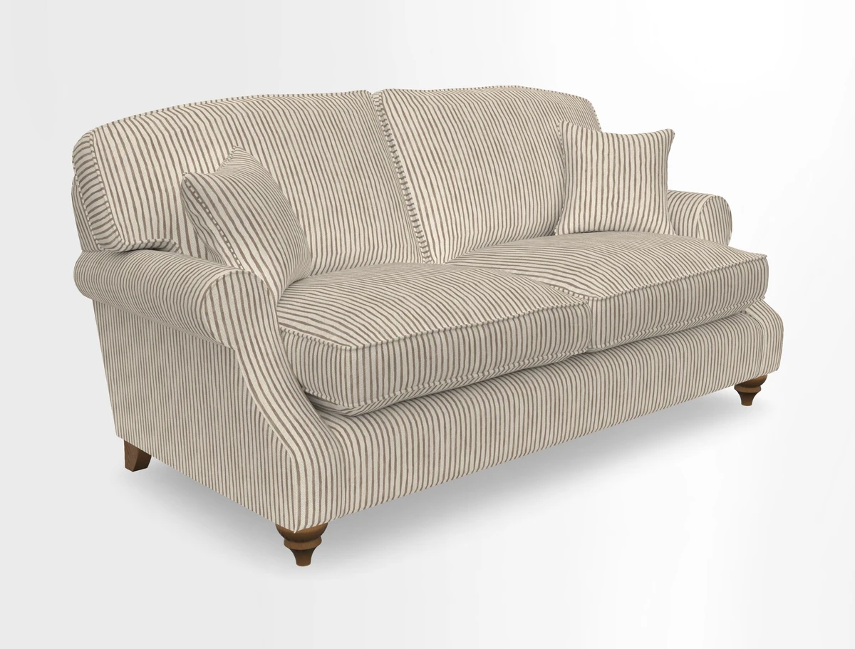 St Mawes 3 Seater Sofa in RHS Collection Gertrude Jekyll Trailing Vine Green-With-Scatters in Linwood Omega Velvet Hunter Green