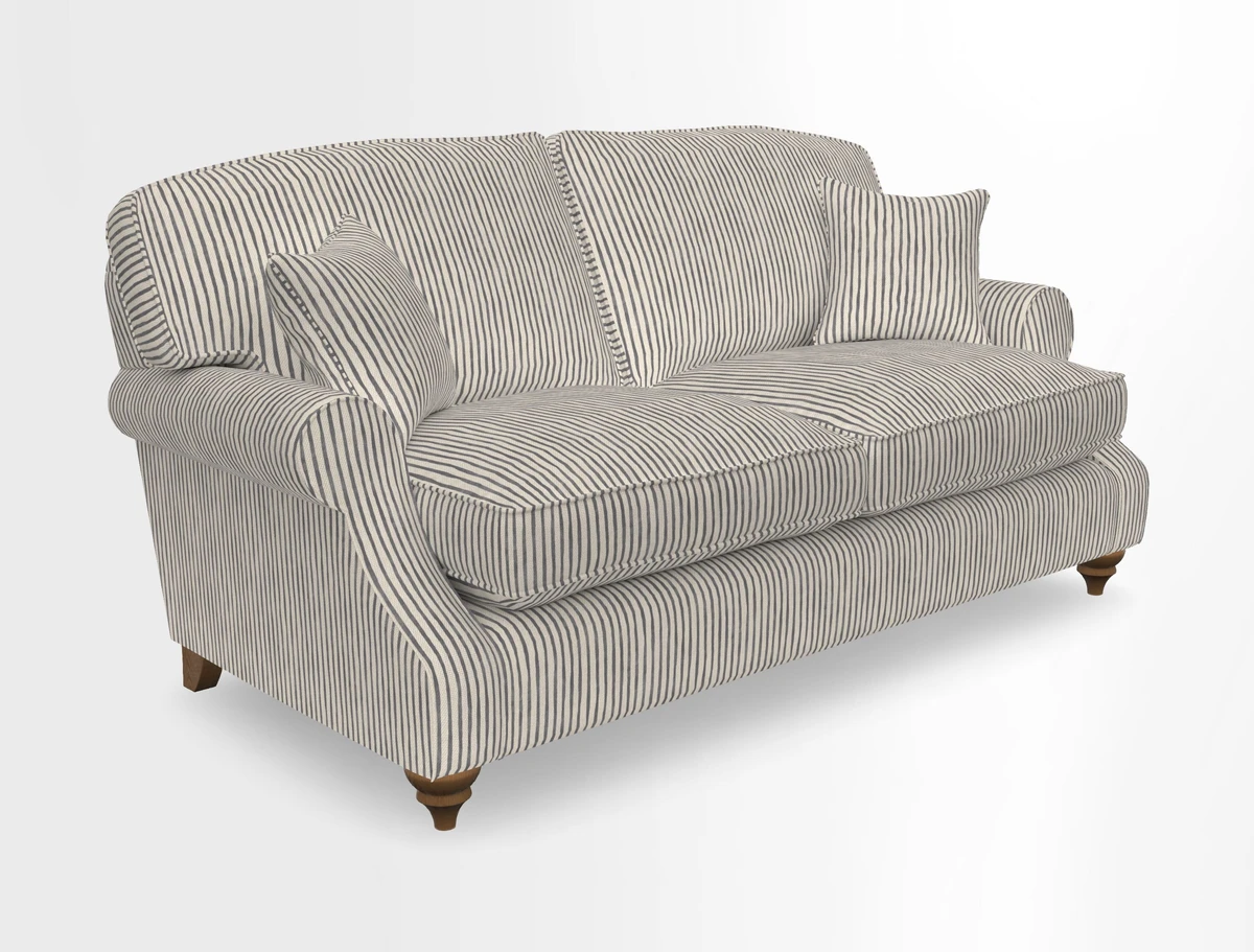 St Mawes 3 Seater Sofa in RHS Collection Gertrude Jekyll Trailing Vine Green-With-Scatters in Linwood Omega Velvet Hunter Green