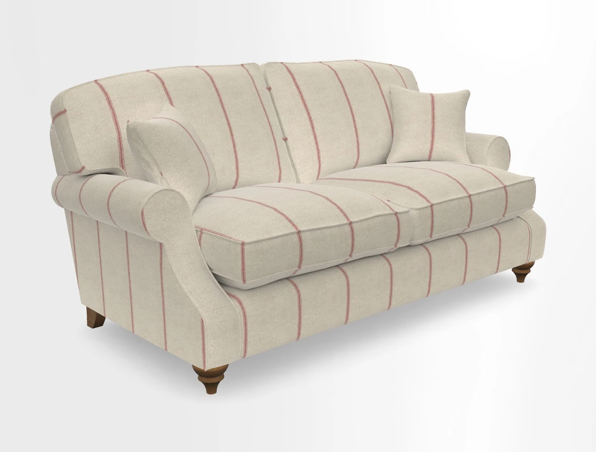 St Mawes 3 Seater Sofa in RHS Collection Gertrude Jekyll Trailing Vine Green-With-Scatters in Linwood Omega Velvet Hunter Green
