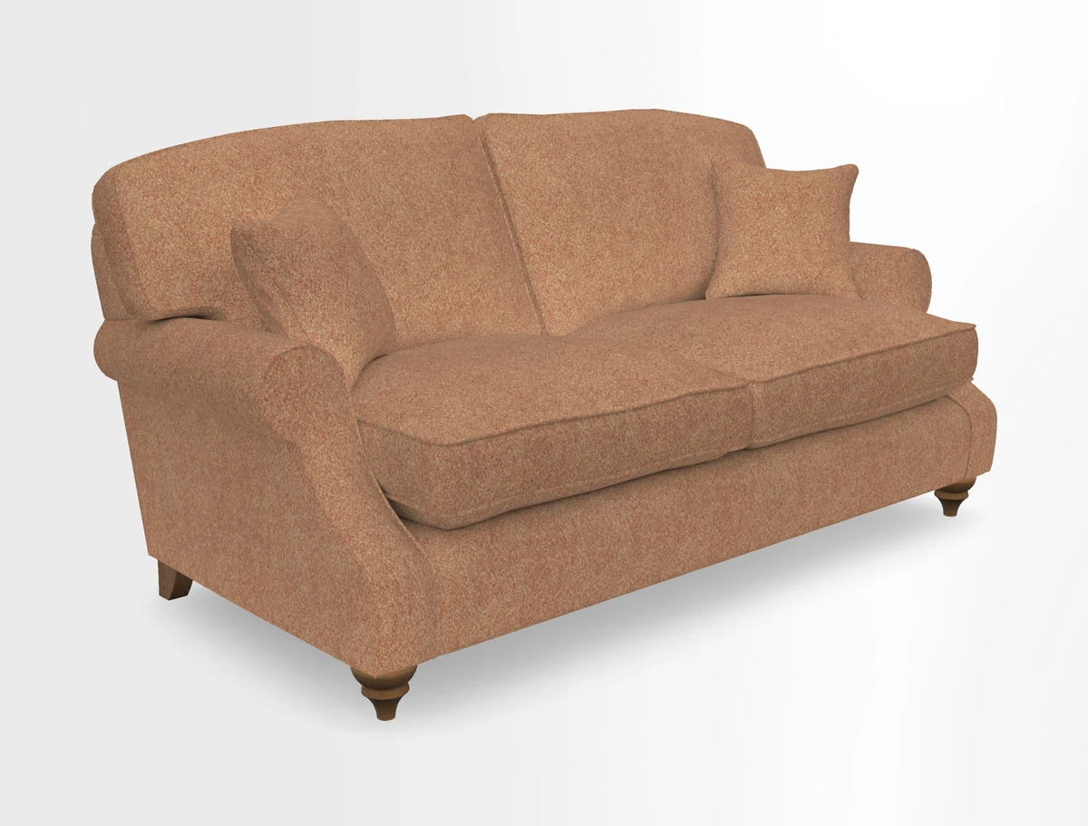 St Mawes 3 Seater Sofa in RHS Collection Gertrude Jekyll Trailing Vine Green-With-Scatters in Linwood Omega Velvet Hunter Green