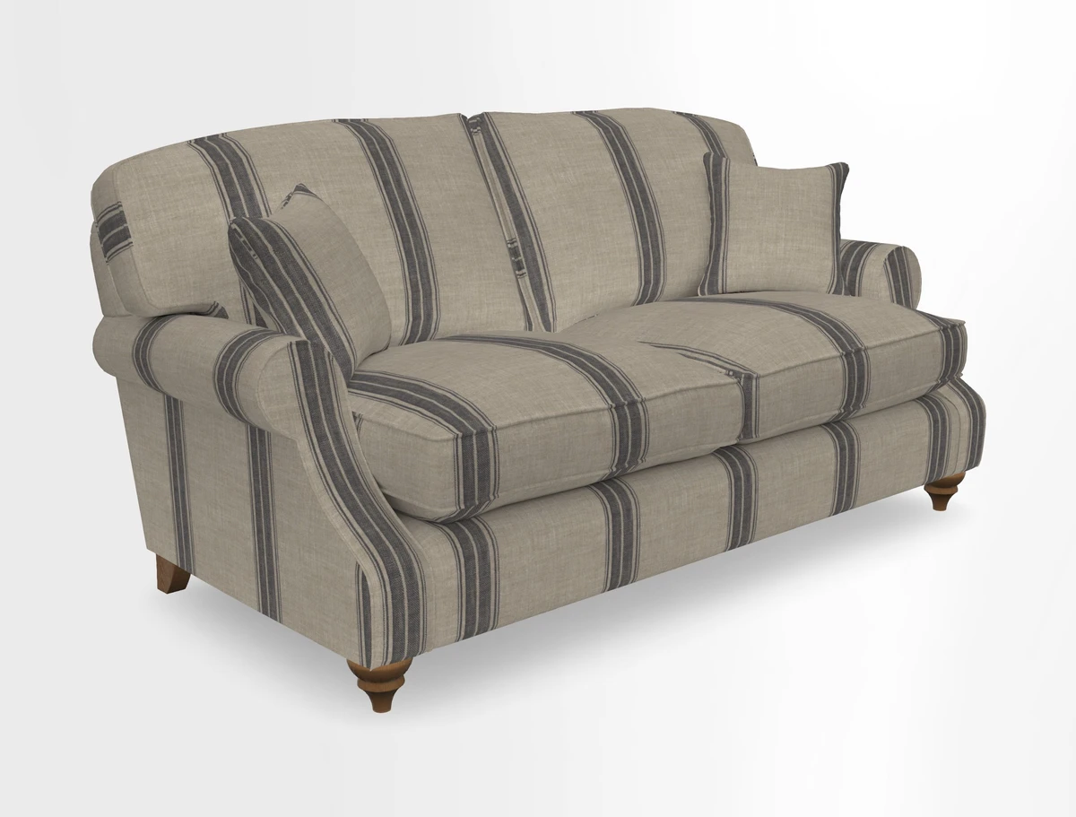 St Mawes 3 Seater Sofa in RHS Collection Gertrude Jekyll Trailing Vine Green-With-Scatters in Linwood Omega Velvet Hunter Green
