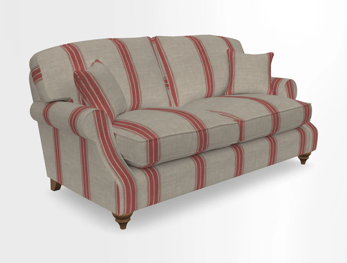 St Mawes 3 Seater Sofa in RHS Collection Gertrude Jekyll Trailing Vine Green-With-Scatters in Linwood Omega Velvet Hunter Green