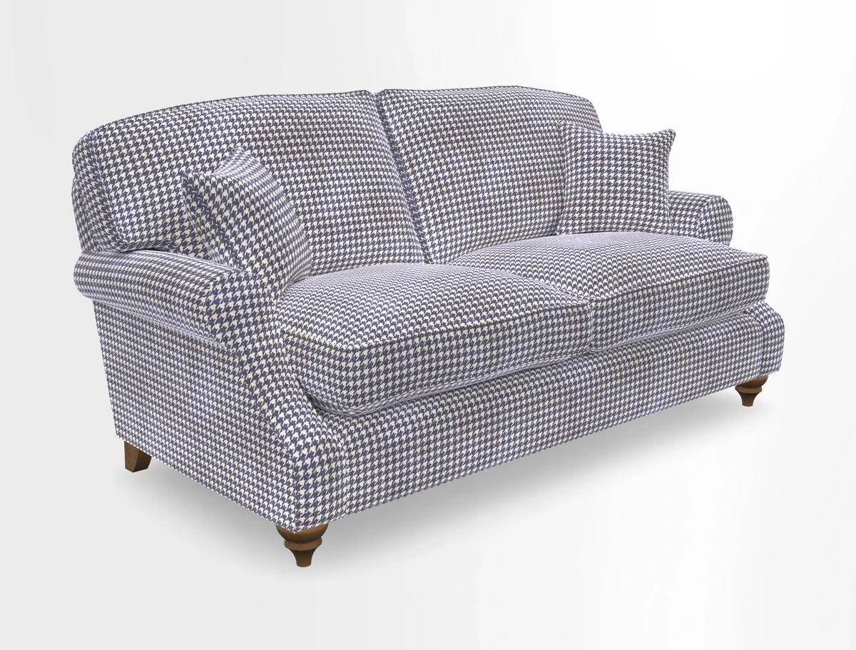 St Mawes 3 Seater Sofa in RHS Collection Gertrude Jekyll Trailing Vine Green-With-Scatters in Linwood Omega Velvet Hunter Green