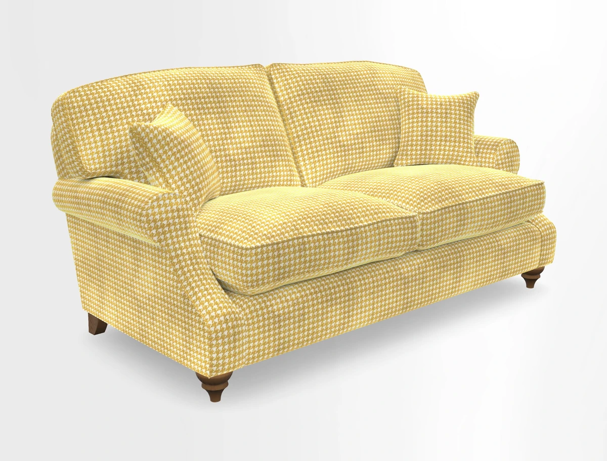 St Mawes 3 Seater Sofa in RHS Collection Gertrude Jekyll Trailing Vine Green-With-Scatters in Linwood Omega Velvet Hunter Green