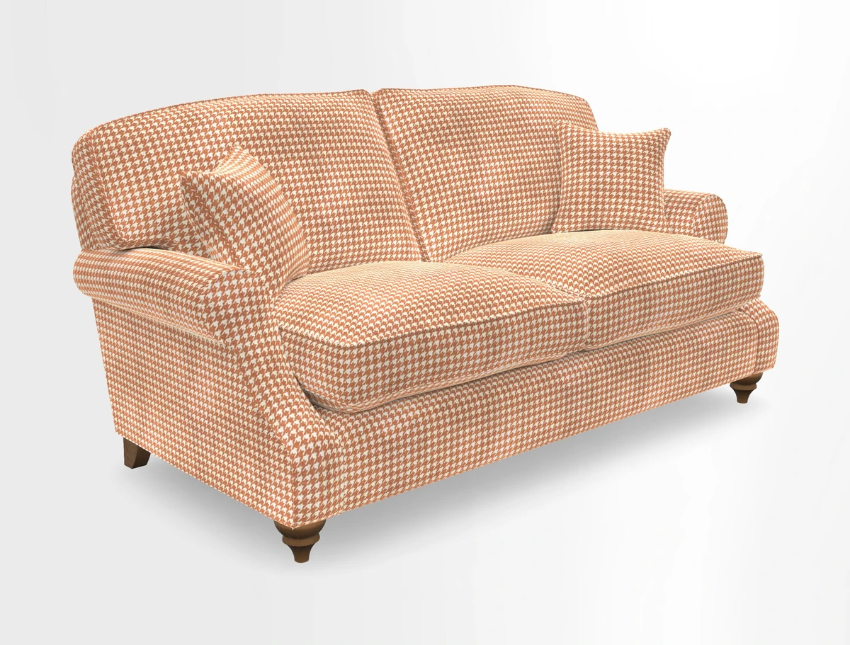 St Mawes 3 Seater Sofa in RHS Collection Gertrude Jekyll Trailing Vine Green-With-Scatters in Linwood Omega Velvet Hunter Green