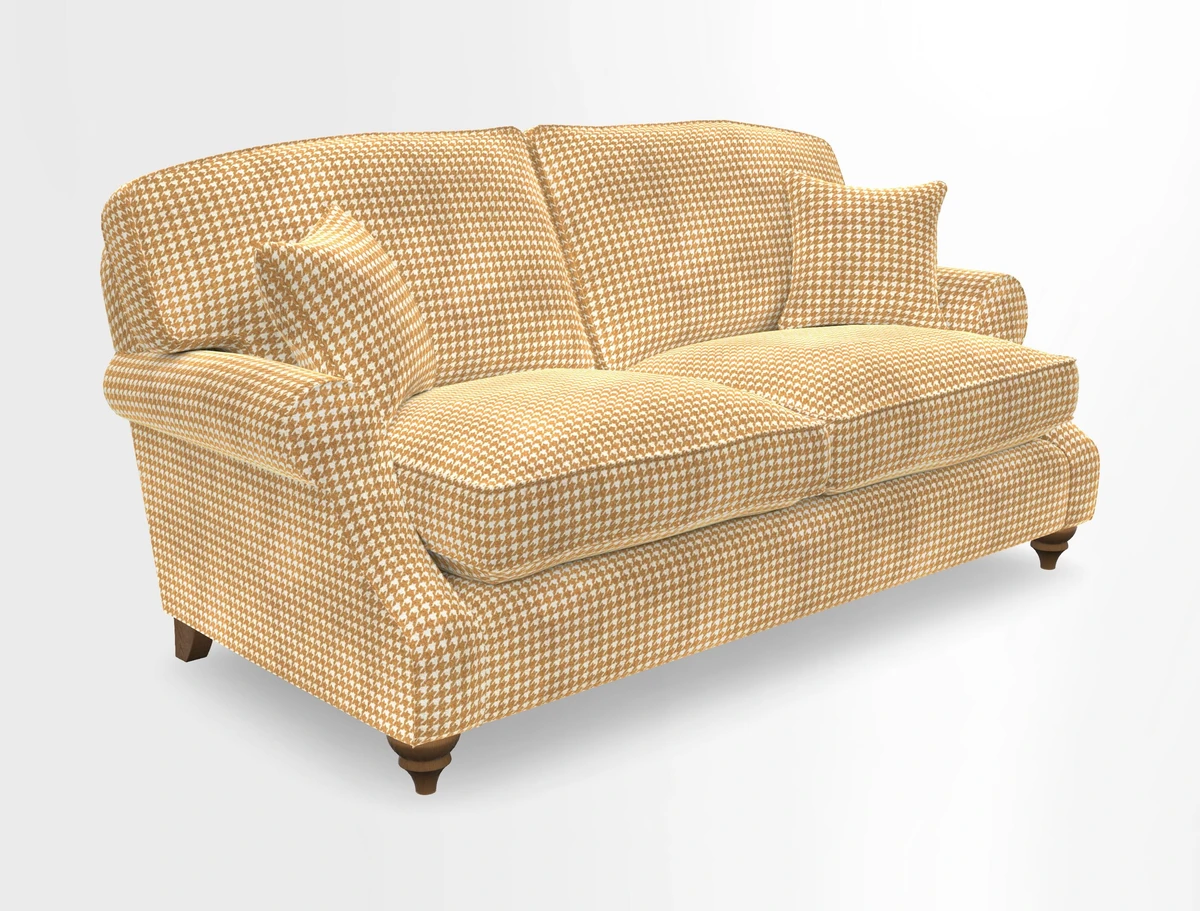 St Mawes 3 Seater Sofa in RHS Collection Gertrude Jekyll Trailing Vine Green-With-Scatters in Linwood Omega Velvet Hunter Green
