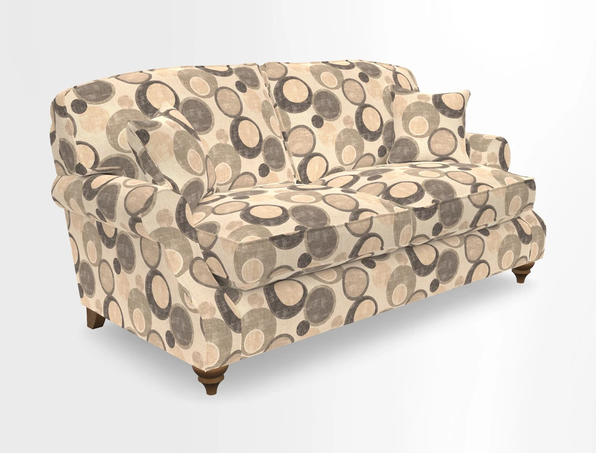 St Mawes 3 Seater Sofa in RHS Collection Gertrude Jekyll Trailing Vine Green-With-Scatters in Linwood Omega Velvet Hunter Green