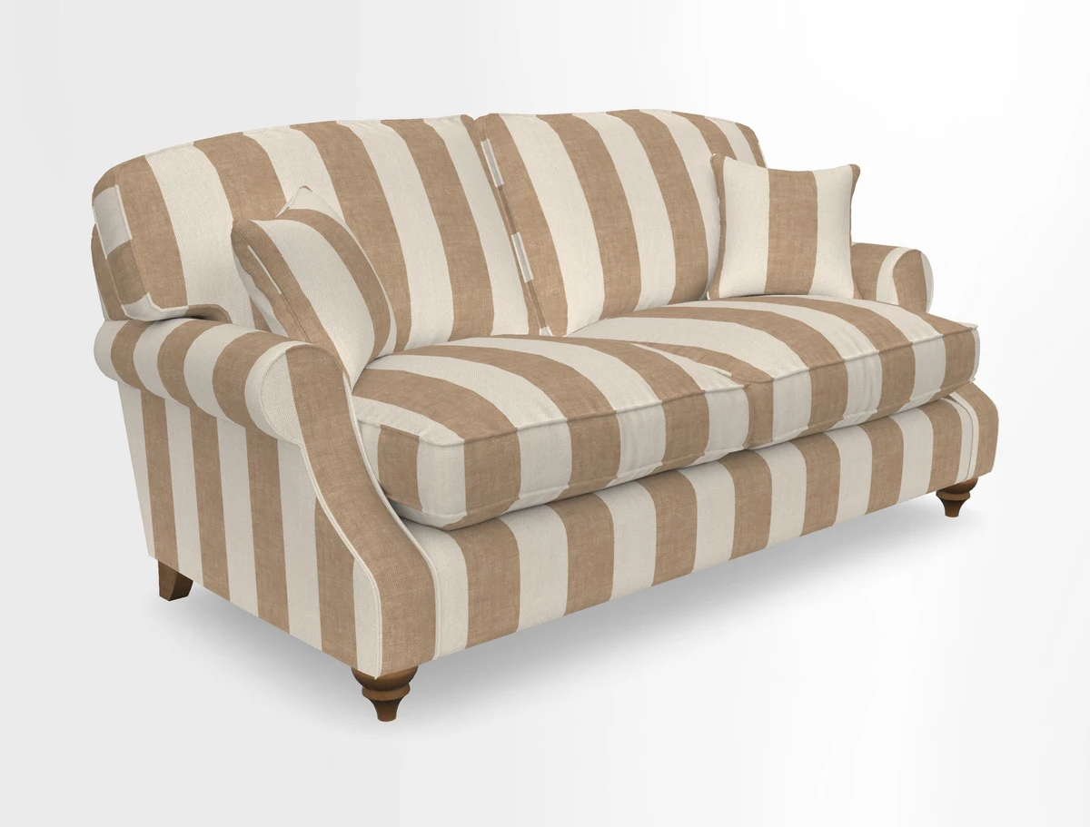 St Mawes 3 Seater Sofa in RHS Collection Gertrude Jekyll Trailing Vine Green-With-Scatters in Linwood Omega Velvet Hunter Green