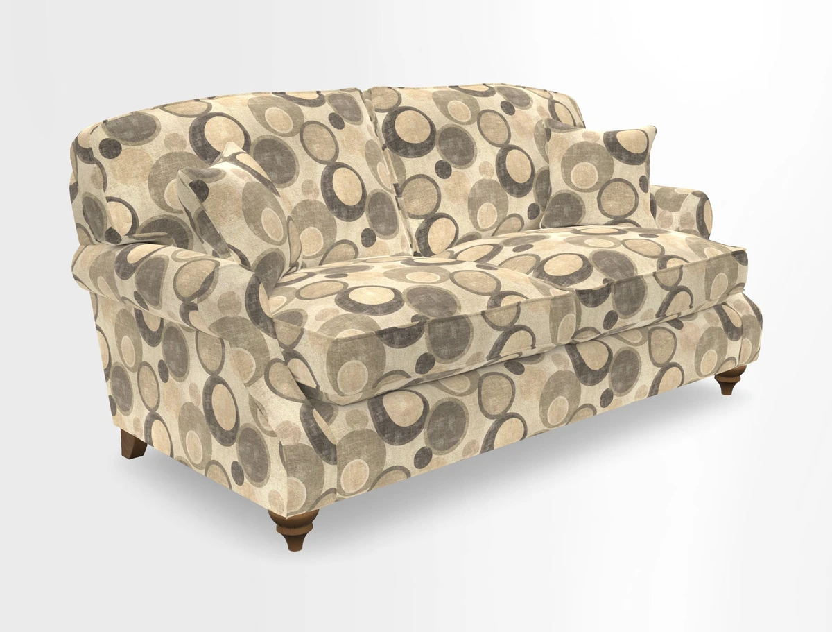 St Mawes 3 Seater Sofa in RHS Collection Gertrude Jekyll Trailing Vine Green-With-Scatters in Linwood Omega Velvet Hunter Green