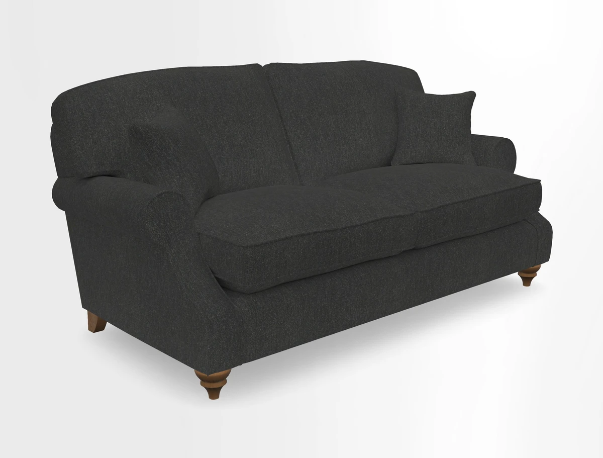 St Mawes 3 Seater Sofa in RHS Collection Gertrude Jekyll Trailing Vine Green-With-Scatters in Linwood Omega Velvet Hunter Green