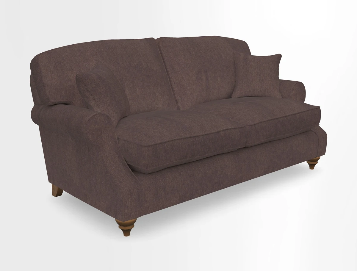 St Mawes 3 Seater Sofa in RHS Collection Gertrude Jekyll Trailing Vine Green-With-Scatters in Linwood Omega Velvet Hunter Green