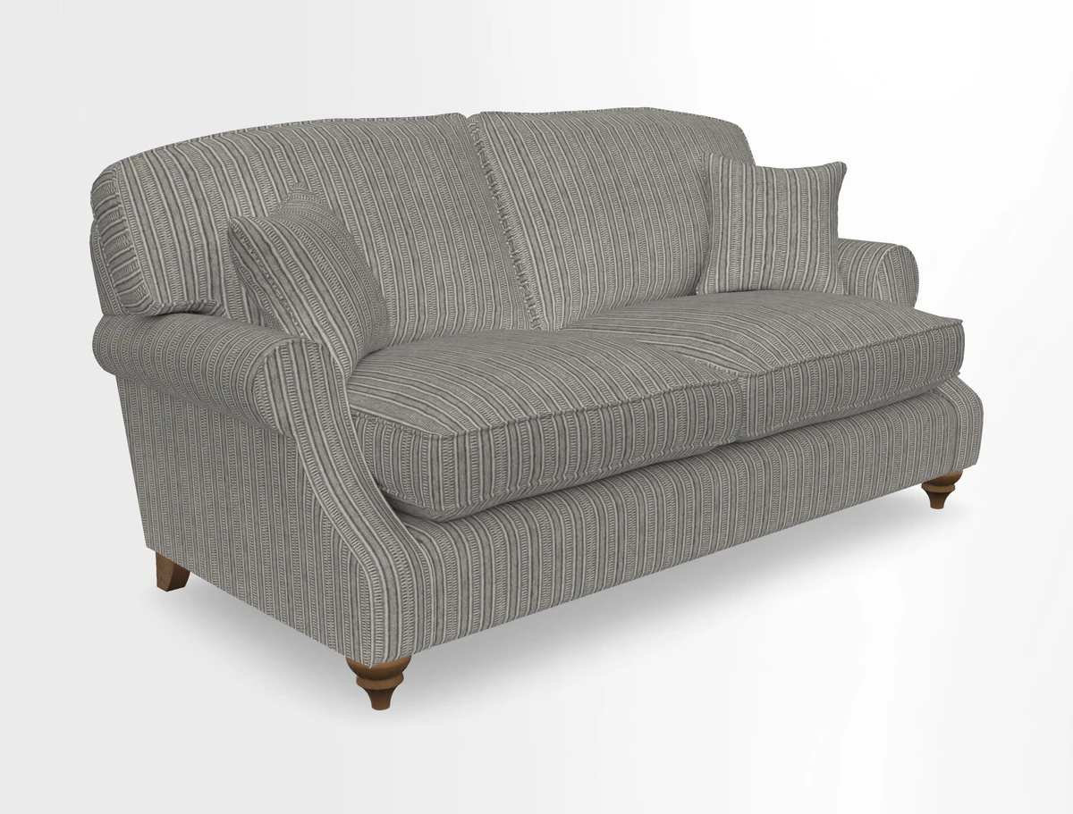 St Mawes 3 Seater Sofa in RHS Collection Gertrude Jekyll Trailing Vine Green-With-Scatters in Linwood Omega Velvet Hunter Green