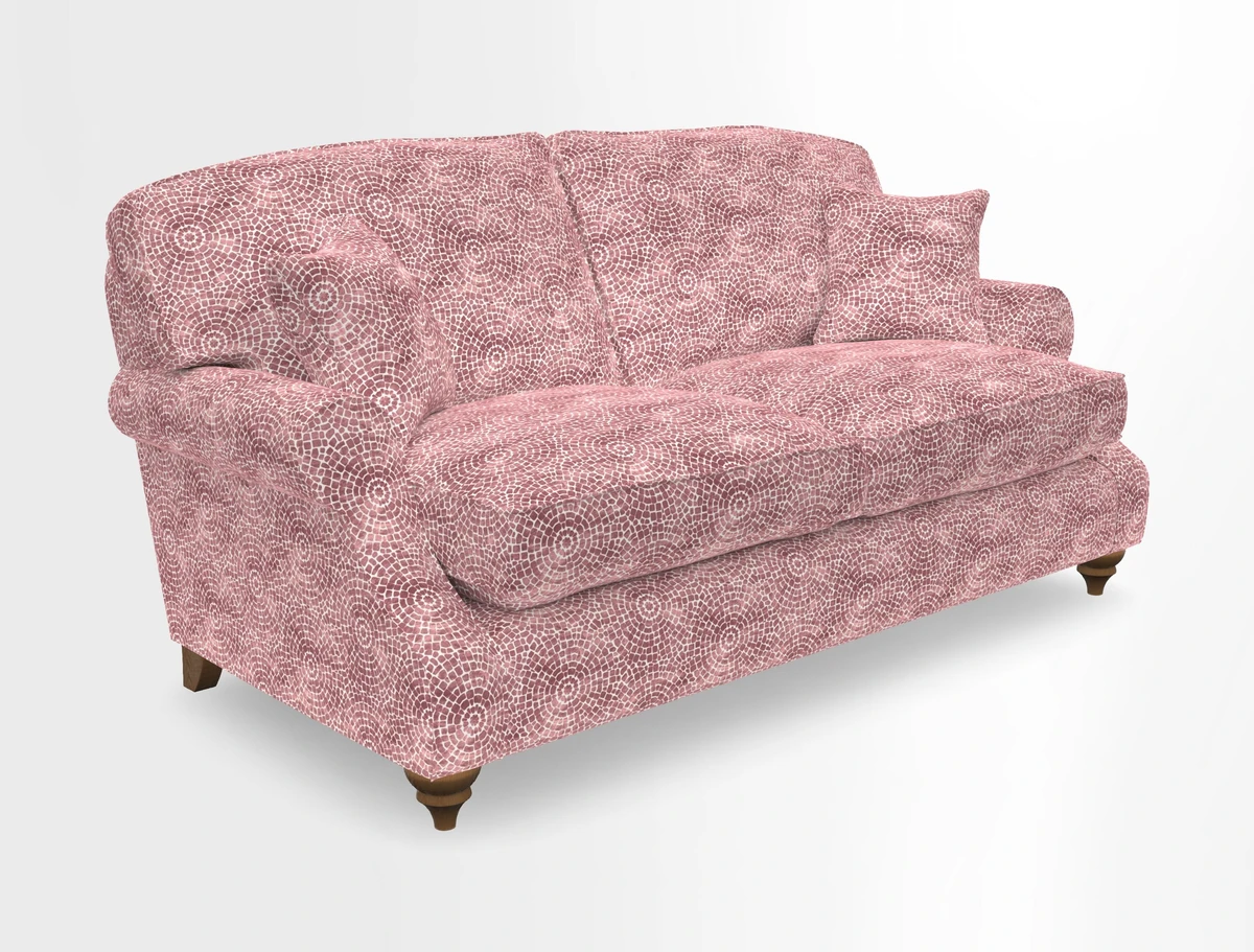 St Mawes 3 Seater Sofa in RHS Collection Gertrude Jekyll Trailing Vine Green-With-Scatters in Linwood Omega Velvet Hunter Green