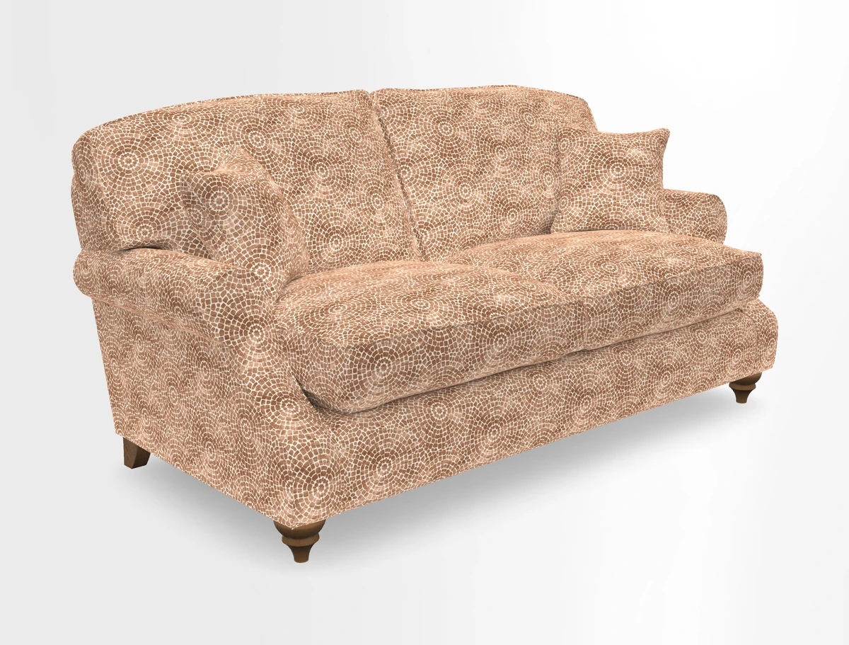 St Mawes 3 Seater Sofa in RHS Collection Gertrude Jekyll Trailing Vine Green-With-Scatters in Linwood Omega Velvet Hunter Green