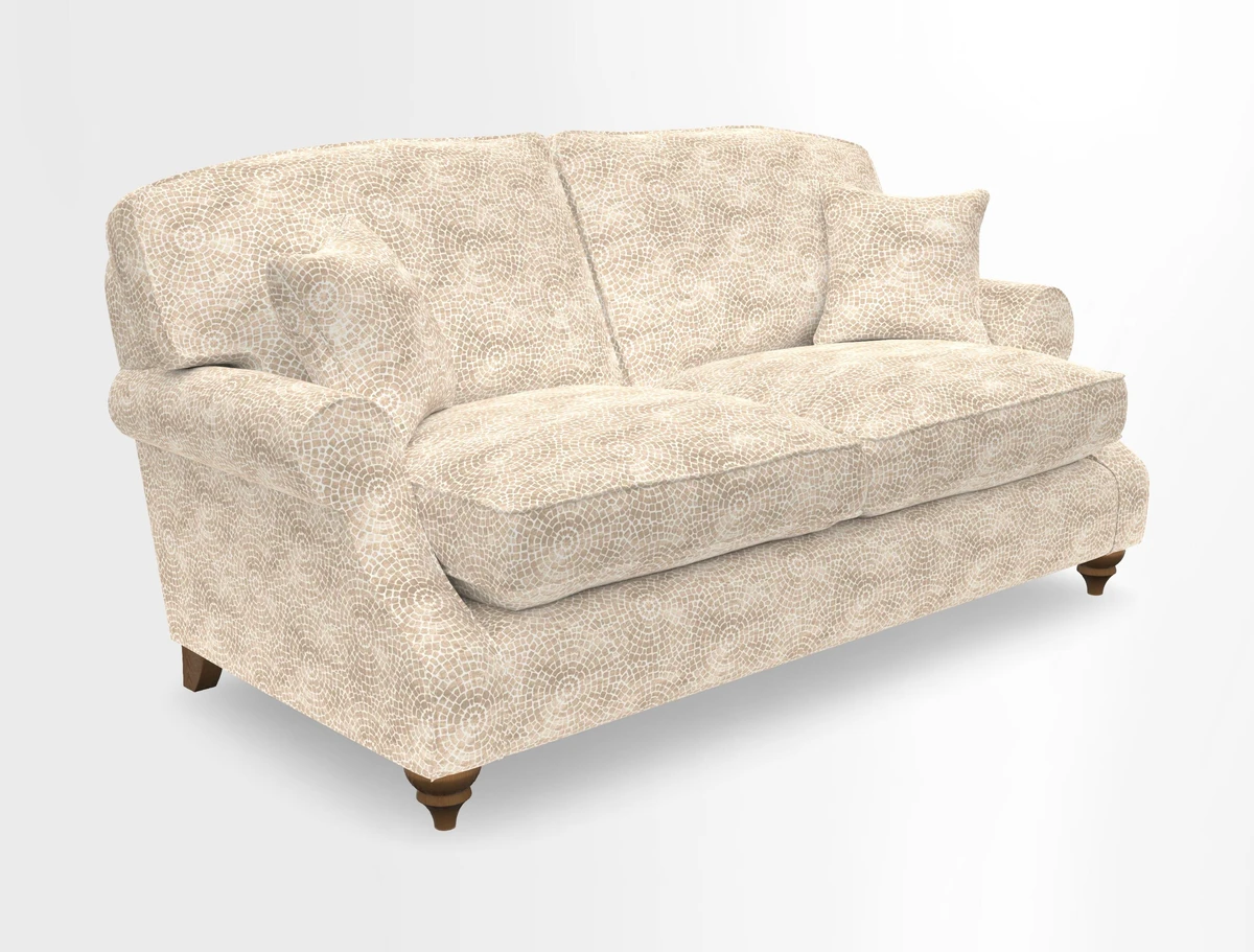 St Mawes 3 Seater Sofa in RHS Collection Gertrude Jekyll Trailing Vine Green-With-Scatters in Linwood Omega Velvet Hunter Green