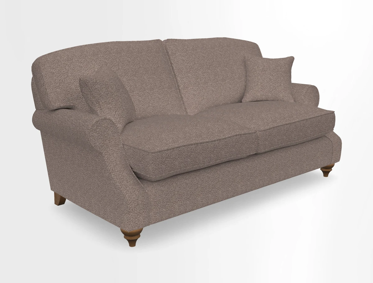 St Mawes 3 Seater Sofa in RHS Collection Gertrude Jekyll Trailing Vine Green-With-Scatters in Linwood Omega Velvet Hunter Green