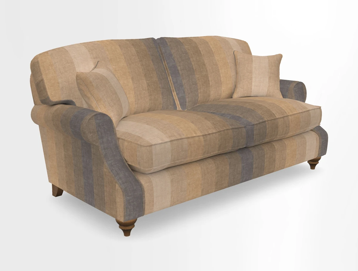 St Mawes 3 Seater Sofa in RHS Collection Gertrude Jekyll Trailing Vine Green-With-Scatters in Linwood Omega Velvet Hunter Green